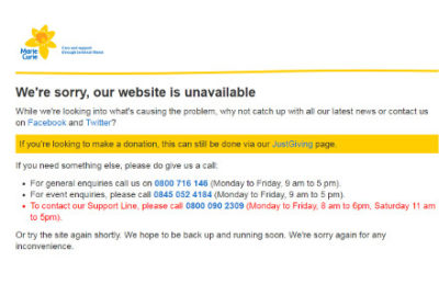 Marie Curie suffers 24 hour website crash