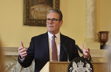 Keir Starmer addressing civil society leaders in Downing Street